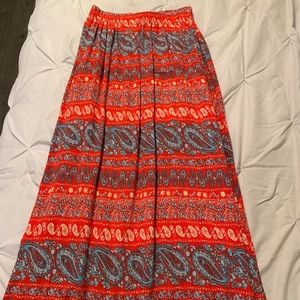 francesca's Orange and Blue Patterned Skirt Size M
